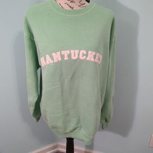 90s Y2K Nantucket Green Embroidery Beach Coastal Cotton USA sweatshirt